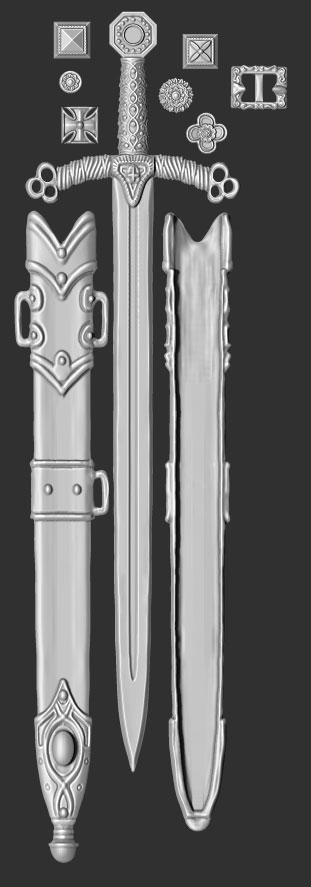 james olley concept artist arming sword weapon concept sculpt